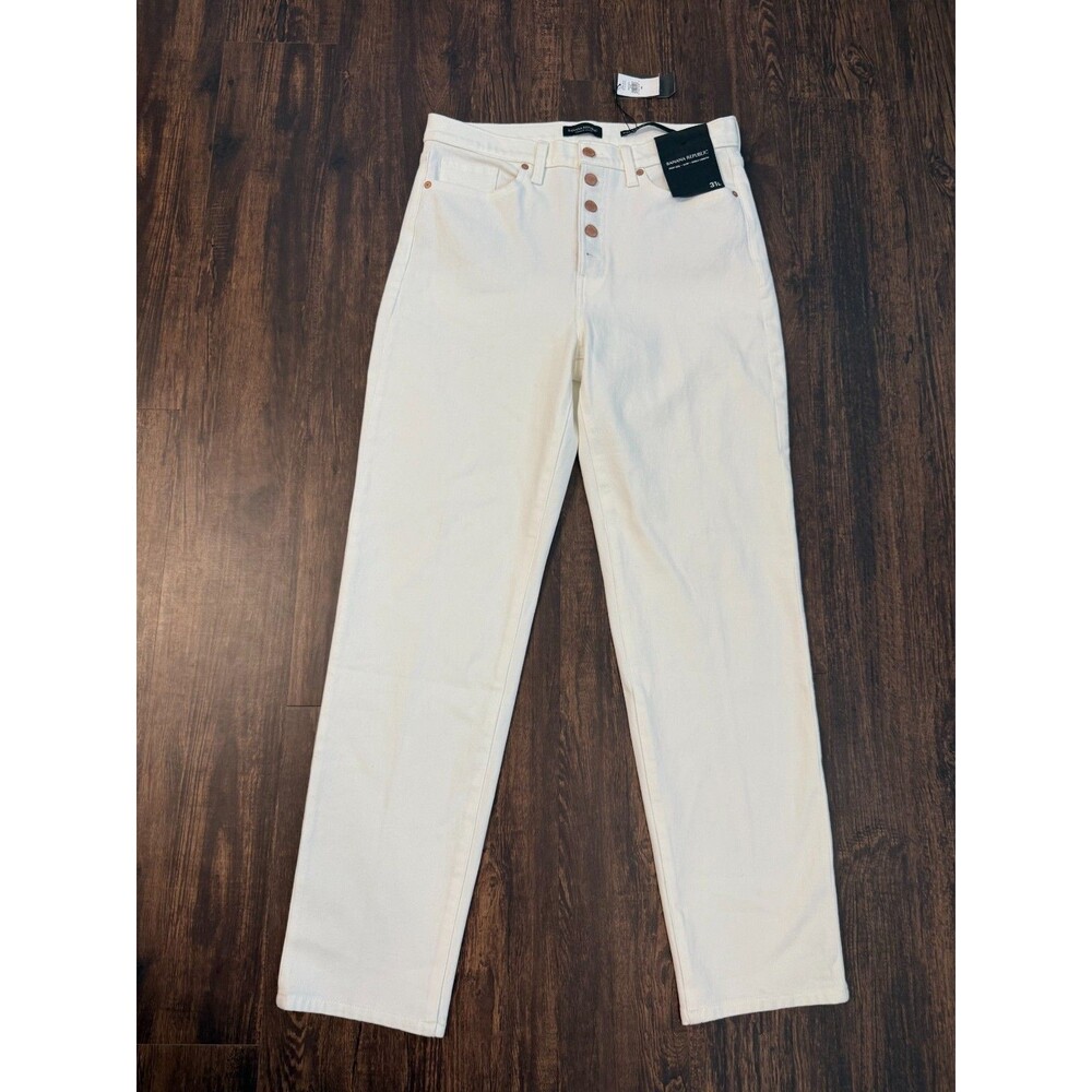 Banana Republic Premium Jeans Women 31L White High-Rise Slim Ankle Length 5 butt